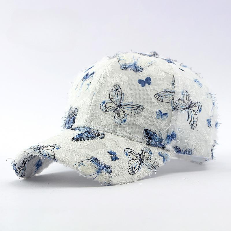 Butterfly Visors Children's Summer Sun Golf Hat Butterfly Print Streetwear Baseball Hat Women's Duck Tongue Snapback Cap for Men