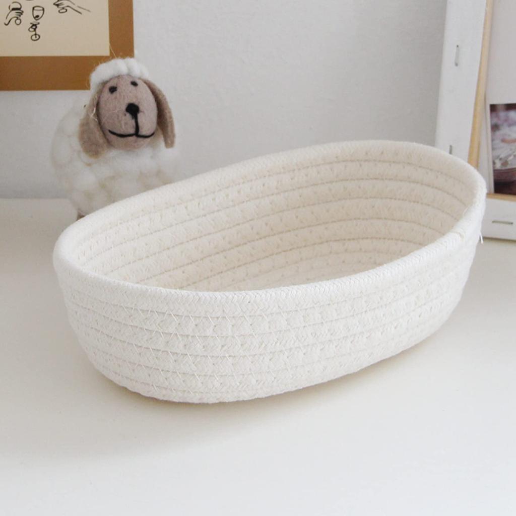3PCS Cotton Rope Storage Basket Woven Nordic Oval Organizer Container Bins Decorative Desktop Storage Boxs for Clothes Books Towels Cosmetics