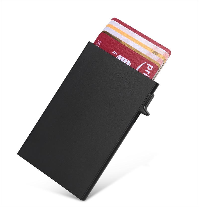 Hand-Push Aluminum Card Holder: Anti-Theft RFID Blocking, Anti-Degaussing, Automatic Pop-Up Credit Card Sleeve
