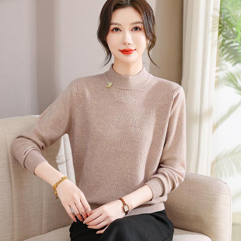 Autumn Thick Knit Lapel Sweater for Middle-Aged Women 50+