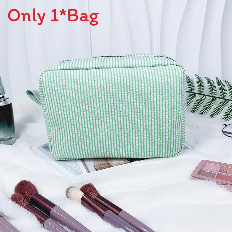 Vintage American Cotton Makeup Bag With Striped Pattern For Travel And Daily Use