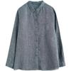 2026 Spring Retro Loose Fit Cotton Linen Lapel Shirt - Women's Plus Size, Long Sleeve
