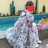 Girls Korean Floral Puff Sleeve Backless Princess Dress Summer Fashionable Children Clothing