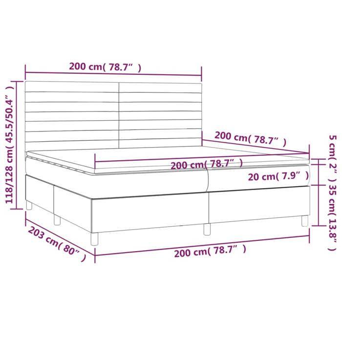 VidaXL Sommier à Lattes de Lit avec Matelas LED, Lit Rembourré, Lit Double, Lit Adulte de Chambre à Coucher Intérieur, 3136205