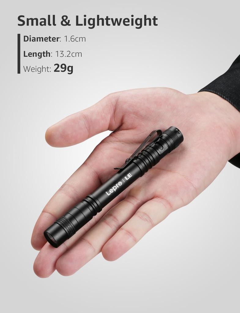 Lepro LED Compact Set of 2 120 3 Dimming Battery Aluminum Alloy with Portable for Disaster Handheld Includes AAA Batteries Flashlight, Penlight, [High