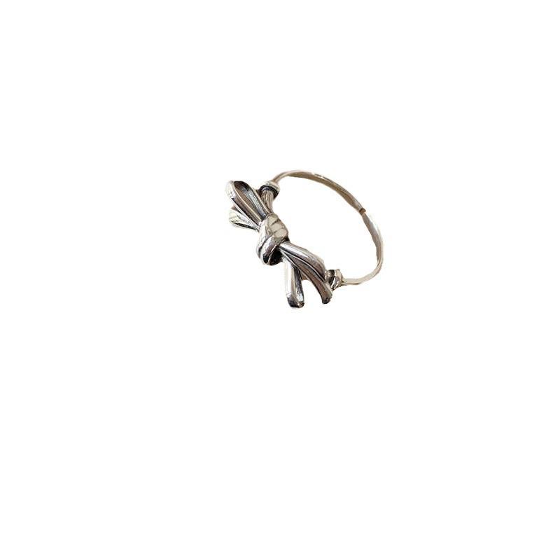 Trendy Retro Korean Silver Bow Knot Index Finger Ring for Women