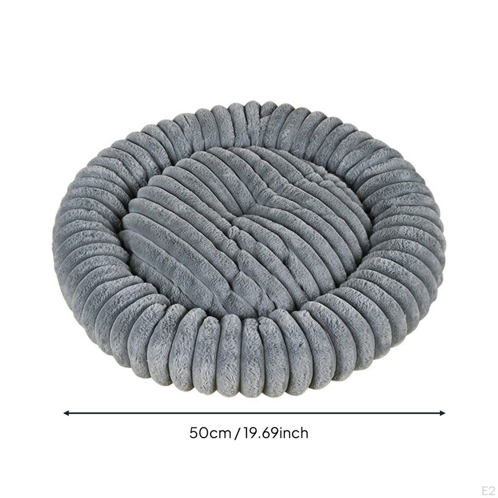 Round Soft Pet Bed Warm Donut Dog FourSeason Ribbed Lounger for Dogs, Cats Gray 40CM