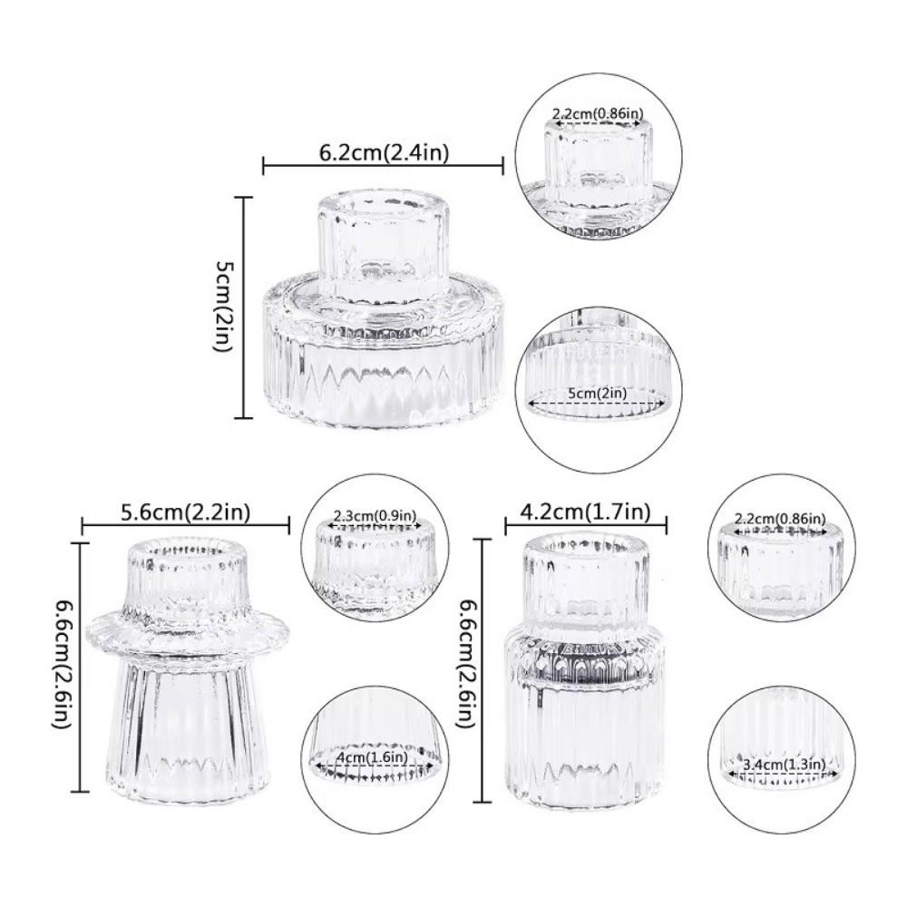 3PCS/set Double Head Candle Holder Glass Dining Table Tealight Creative Candlestick Valentine's Day