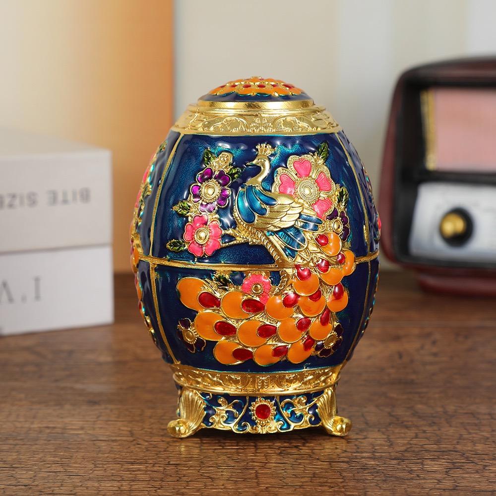 Automatic Push-type Toothpick Box Alloy Enameled Peacock Toothpick Organizer Holder Display Party Desktop Decoration Unique Gift
