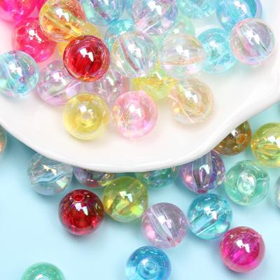 For Jewelry Making 50/100pcs/Pack Acrylic Beads Round Shape Iridescent DIY 6MM-10MM 22 Colors  Accessories