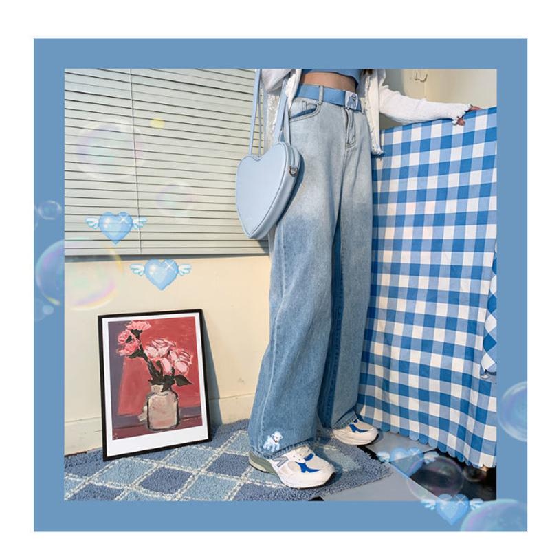 Primavera 2022 moda donna a vita alta y2k jeans a gamba larga da donna larghi gradiente donna denim capris pantaloni jean mamma jeans pantaloni