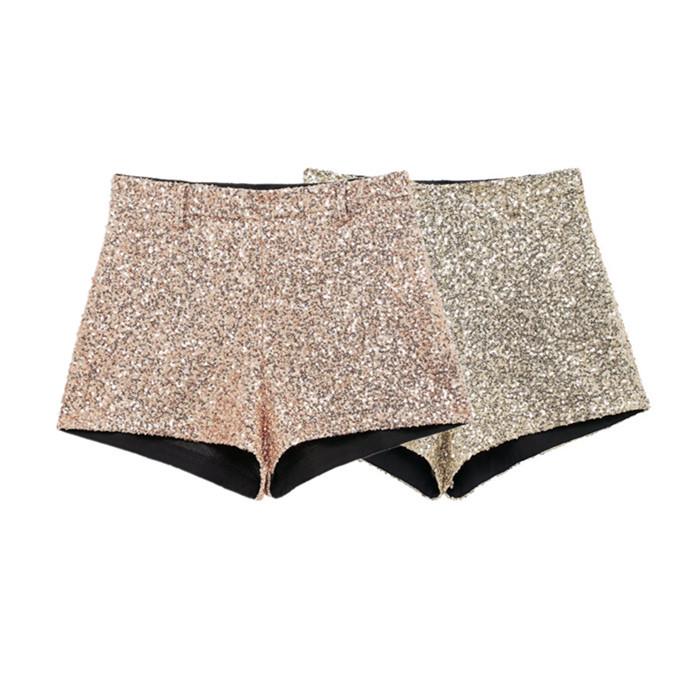

2024 Autumn/Winter Women s Slim Fit Sequined Shorts: Fashionable and Casual M