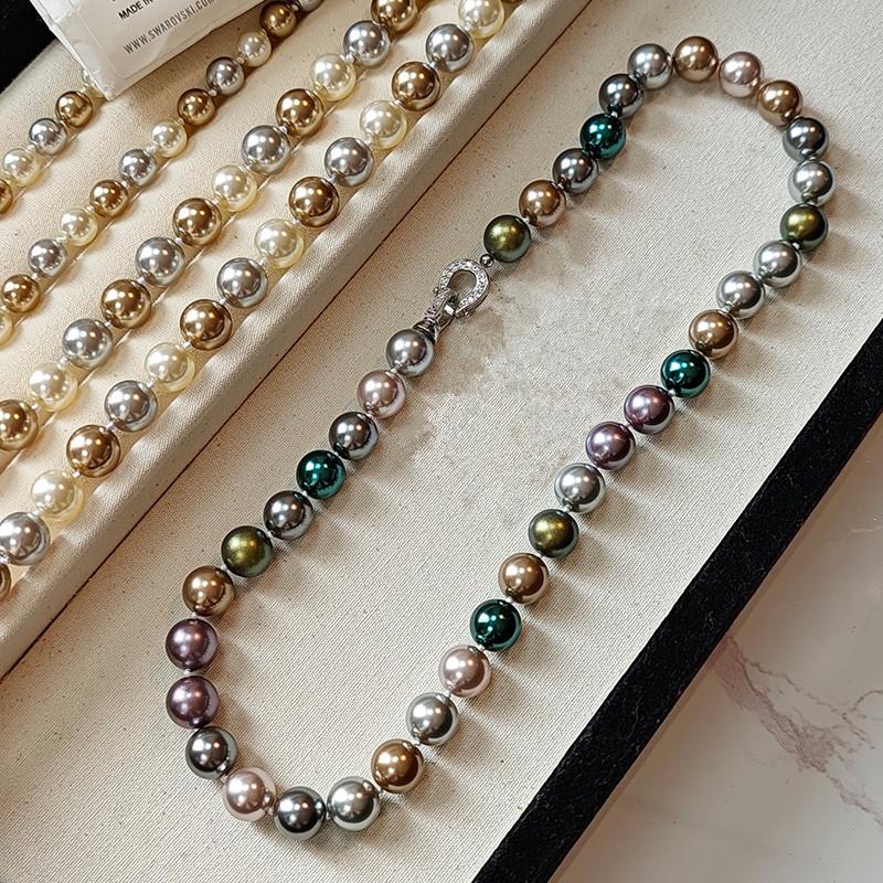 Black Butterfly Queen Shijia Pearl Necklace Tahiti Morandi Mixed Color Niche Ice Blue Rose Shijia Pearl Necklace