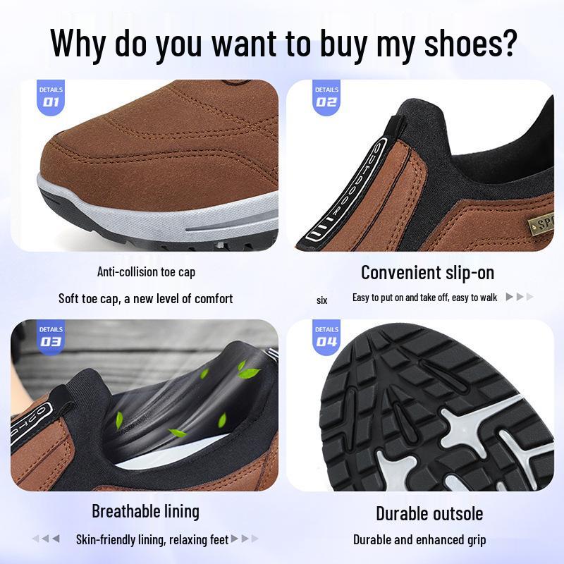 2025 Summer Men's Versatile Casual Walking & Mountaineering Shoes - Soft Sole, Solid Color, Korean Style.