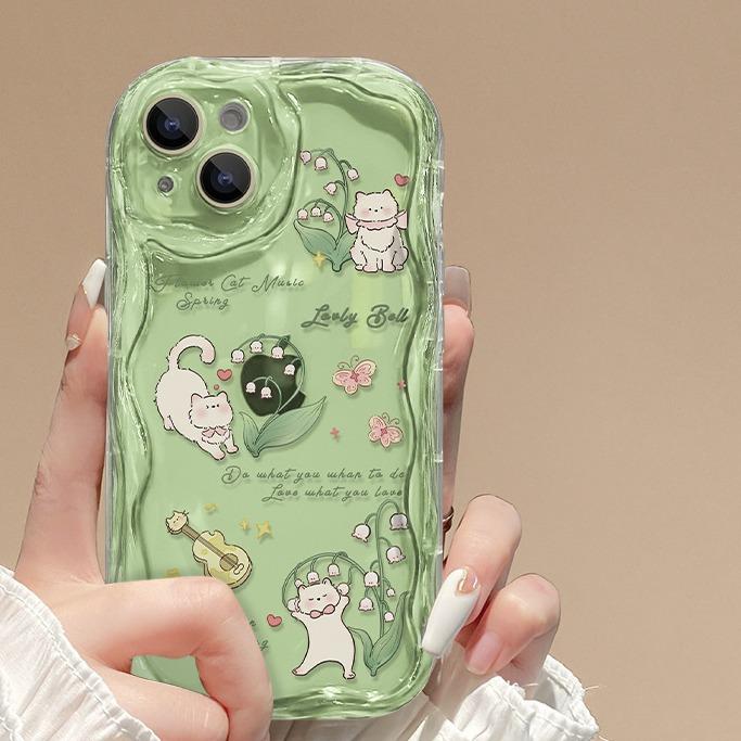 Lily of The Valley Cat Bracelet Suitable for Apple 15 Mobile Phone Case IPhone 16pro Transparent Silicone 13 Summer 11/12 Anti-fall