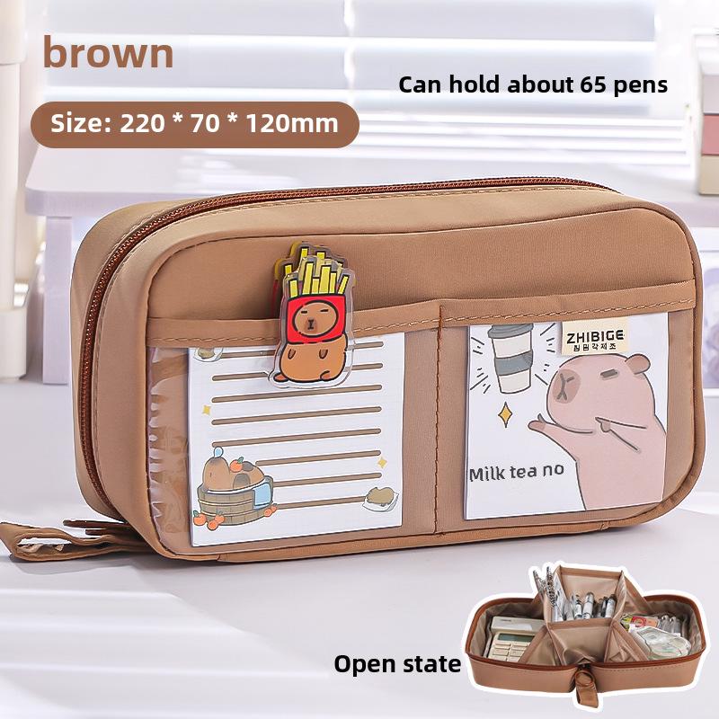 "2024 Volcano Transparent & Dirt-Resistant Pencil Case for Female Students - Large Capacity, High-Value Stationery Box"