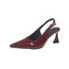 Women's 7cm and 9cm Single Shoes with Heels Expose Your Heels Pointed Tip High Heels Women Patent Leather Black Red Shoes Women