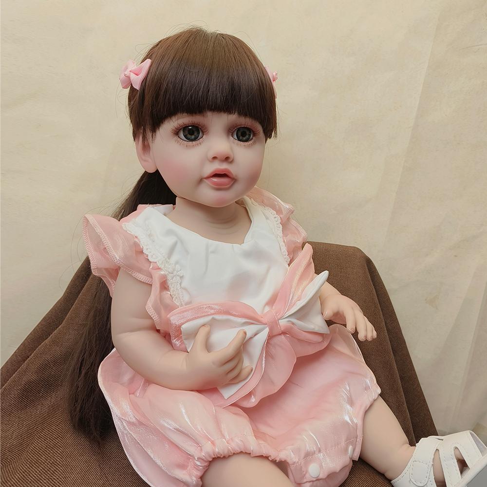 22-calowa lalka reborn Betty miękki silikonowy winyl cały korpus zabawka realistyczna lalka noworodka peruka włosy prezenty dla dzieci zabawki
