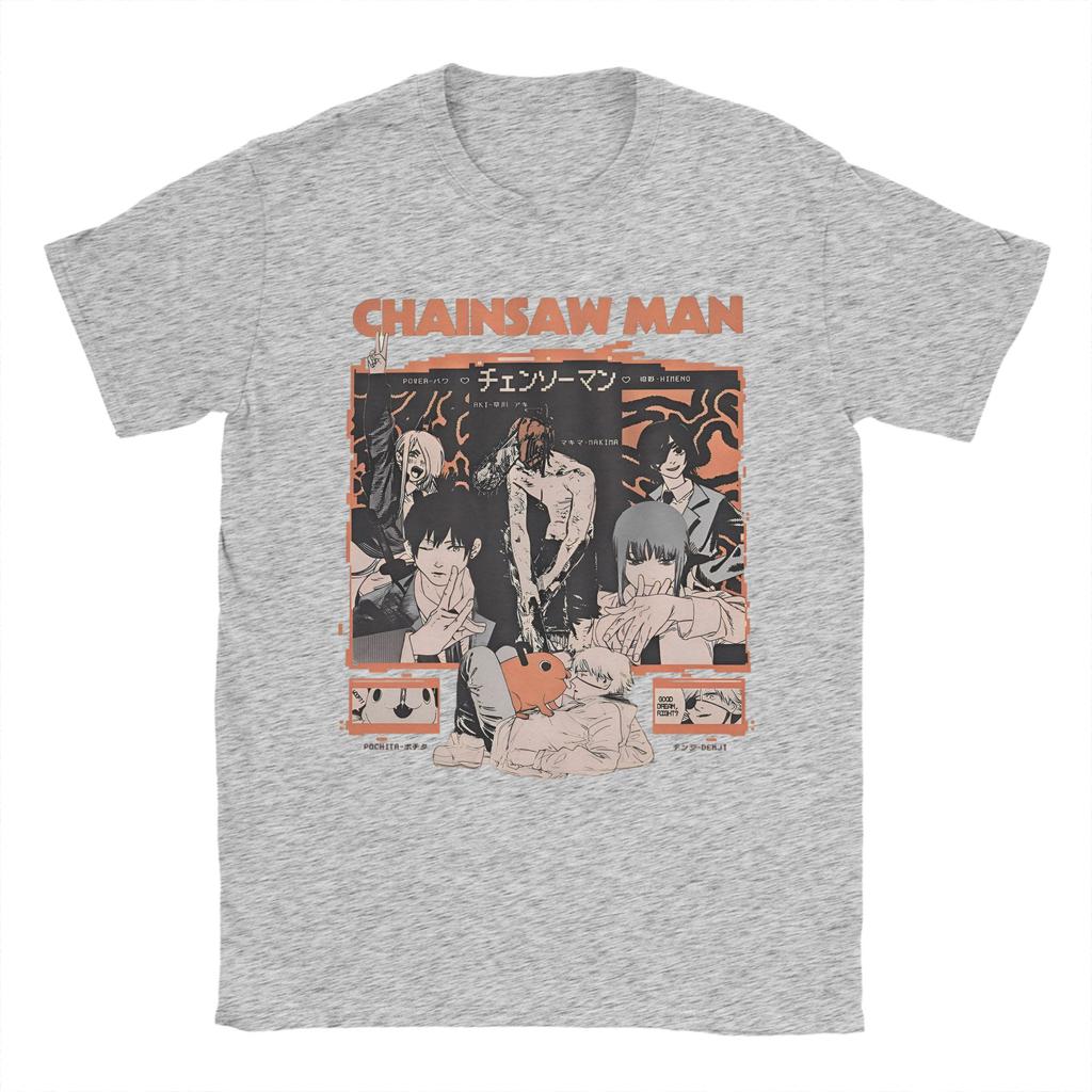 Chainsaw Man Makima Power Reze Camisetas 100% Algodón Camisetas Divertidas Cuello Redondo Camisetas de Manga Corta de Manga Corta Verano