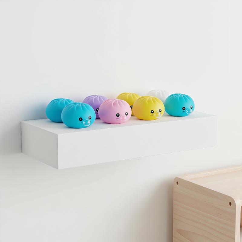 Squeeze Bubble Bun Toy with Steamer Emotion Stress Relief Colorful Fidget for Kids