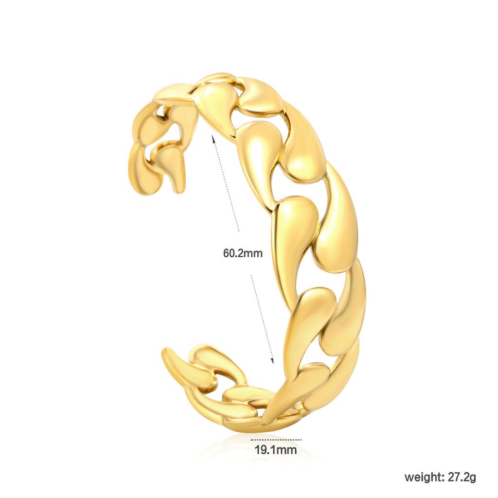 Vintage Geometric Open Cuff Bracelet Fashionable Personalized Jewelry High-End Gold Tone Bangle