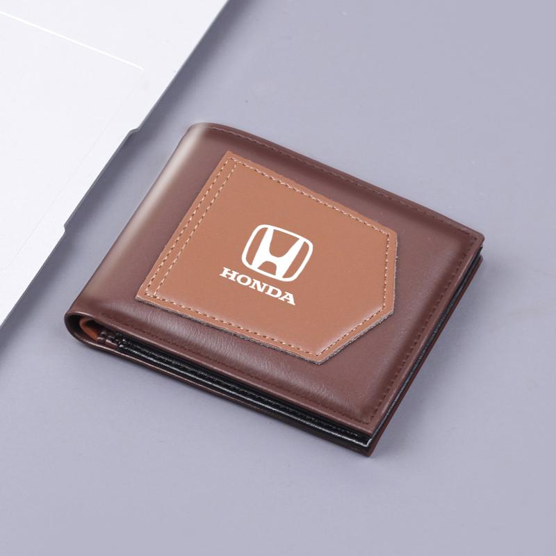 Car Emblems Purses Men Leather Wallets Multi Card Bag For Honda Civic Accord Fit City Vezel CR-V Odyssey Pilot Jazz Prelude Insi XD9