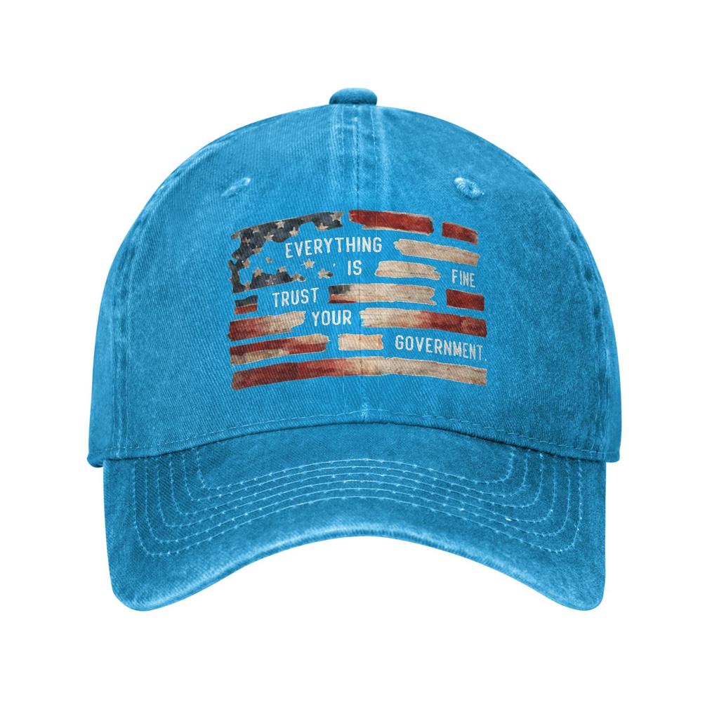 Washed Baseball Cap Everything Is Fine Trust Your GovernUnisext Spring Trucker Hat For UnisexTeens Rock Sun Baseball Caps