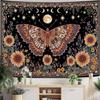 Butterfly Tapestry Moon Star Retro Floral Sunflower Plant Tapestries for Bedroom Witchy Aesthetic Room Decor Tapestries Wall