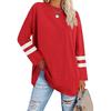 2022 Women's Loose Color Block T-Shirt with Drop Shoulder Sleeves and Round Neck
