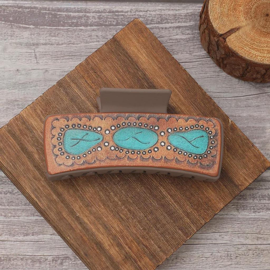 Sunflower Leather Hairpin with English Letter Clip for Women