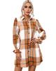 Azura Exchange Khaki Plaid Ruffled Sleeve Shirt Dress