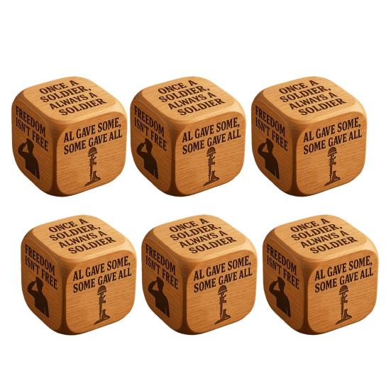 Veteran's Day Dice Handmade Wooden 6 Sides Decision Dice Veterans Souvenirs Appreciation Gifts for Patriotic Party Decoration