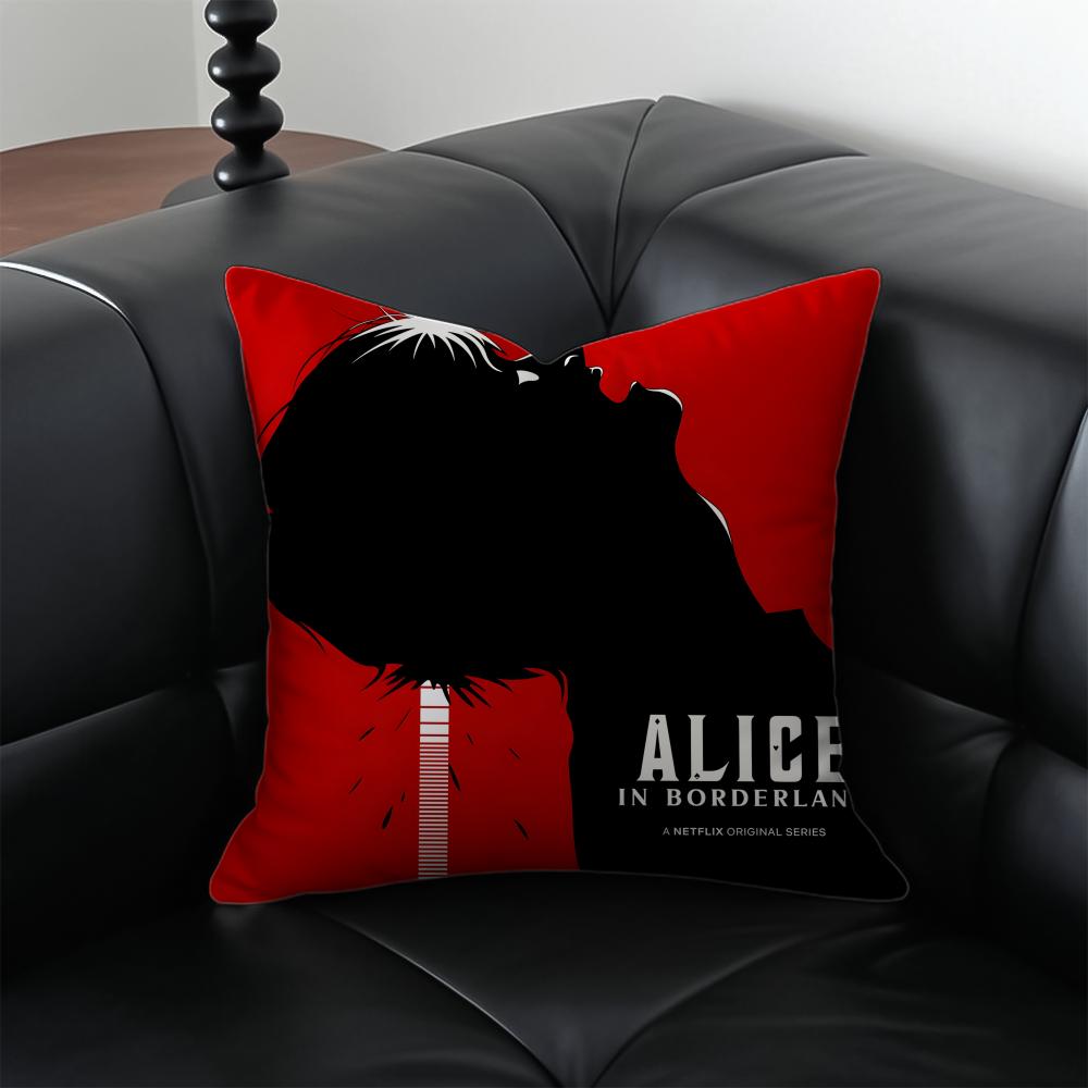 AAlice In BBorderland Cushion Cover Pillow Case Antidustmite Invisible Zipper Silky Short Plush Sofa Cushion