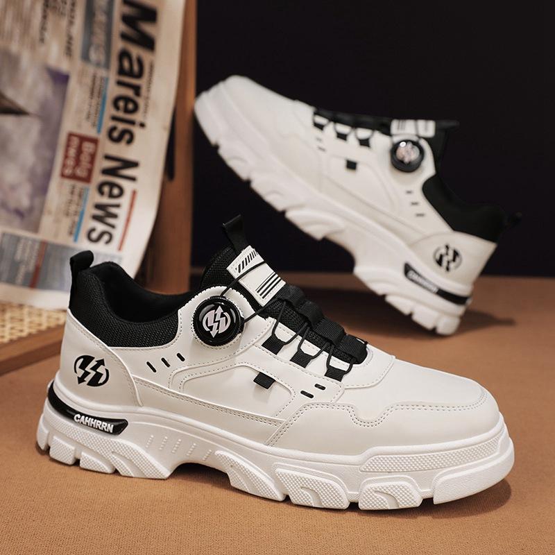 Men's shoes autumn 2025 low-top tooling Martin shoes men's casual leather trendy shoes men's rotating buttons