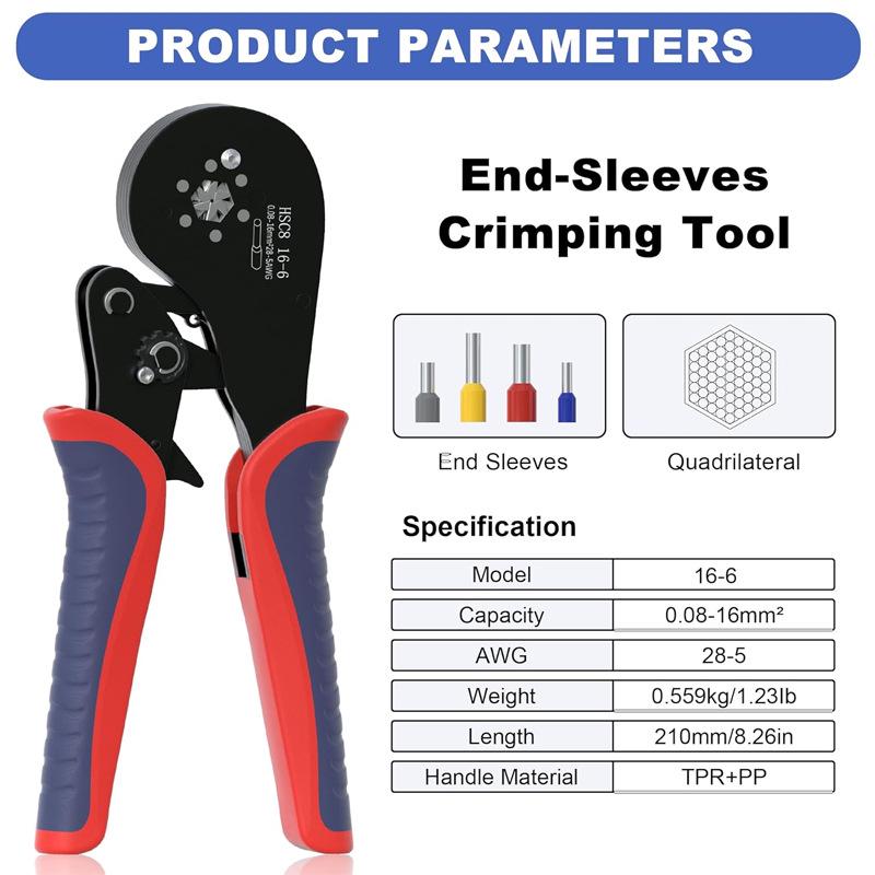 HSC8 6-4 Insulated Tubular Terminal Crimping Pliers Set