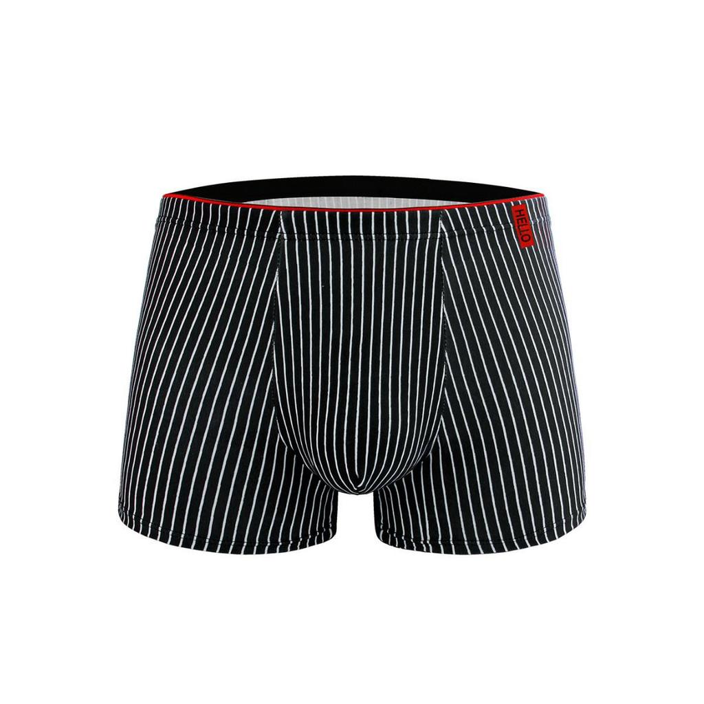 Men's Striped Seamless Breathable Mid-Waist Boxer Briefs