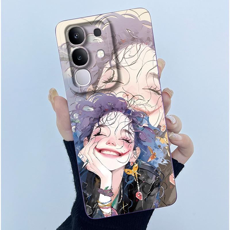 For Vivo Y29 4G Phone Case Fashion Simplicity Oil Painting Flower Soft Liquid Silicone Shell Back Cover For Vivo Y 29 4G Fundas