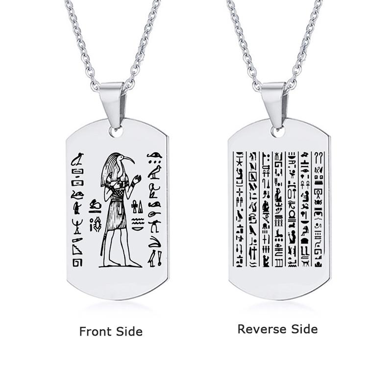 

Двустороннее ожерелье из нержавеющей стали с египетским иероглифом, прямоугольное ожерелье с мифическим персонажем для мужчин, ювелирные изделия в стиле хип-хоп