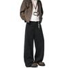 Dream Made Old Money Style Woolen Trousers for Men, Autumn and Winter Thickened Straight-Leg Wide-Leg Pants, Casual Pants for Boys