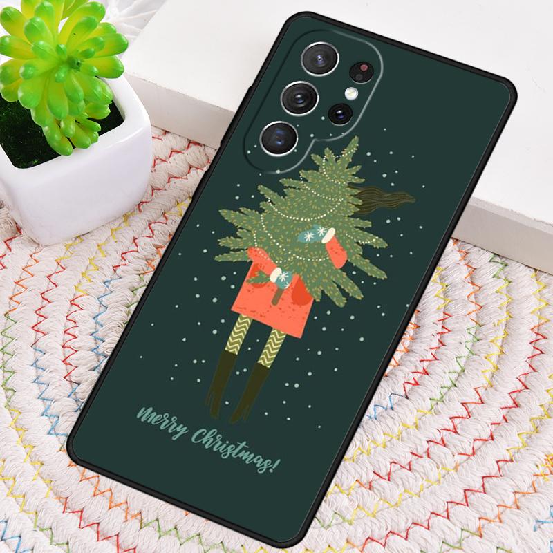 Weihnachts Mädchen Baum Geschenk Handyhülle für Samsung Galaxy note 10 pro S26 Ultra S23 S24 FE S25 S21 S22 PLUS stoßfest Hülle
