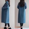 Women Autumn Winter Solid Color Woolen Coat Lapel Long Sleeve Two Buttons Pockets Mid-length Woolen Cardigan Outwear