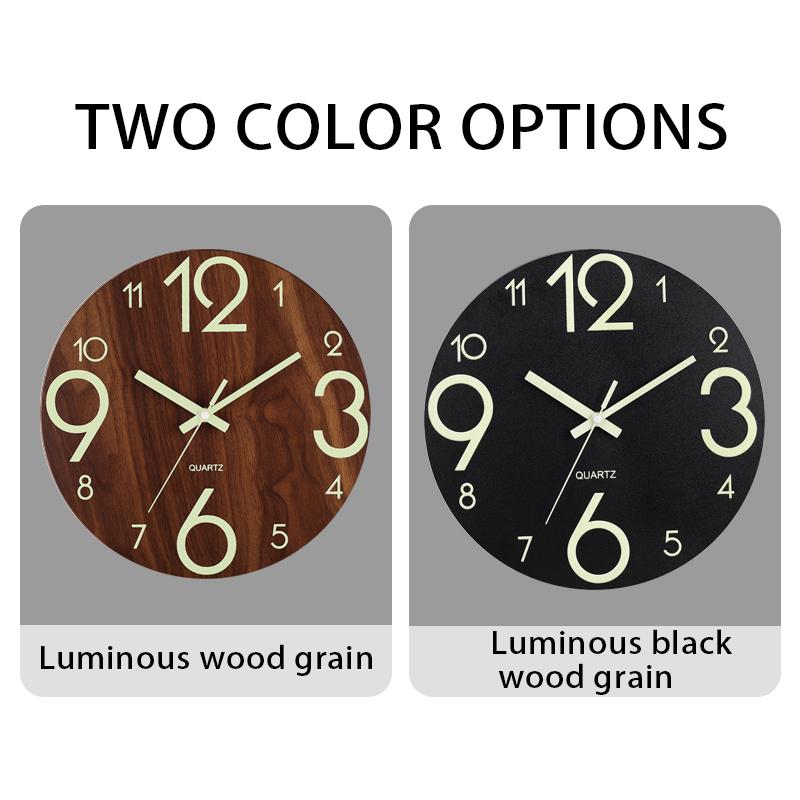 1PC 12inch Luminous Wall Clock Frameless Digital Clock Wall Mute Clock for Living Room Bedroom Wall Decor With Night Light