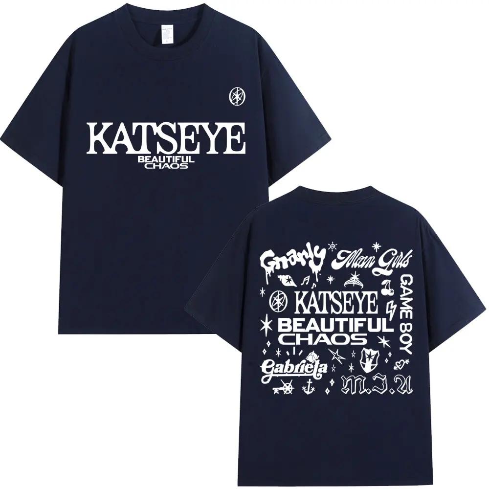 Korean Katseye Beautiful Chaos Tour T Shirt Kpop Vintage Harajuku Fashion Y2K Men Women T-shirt Cotton Loose T Shirts Fans Gifts