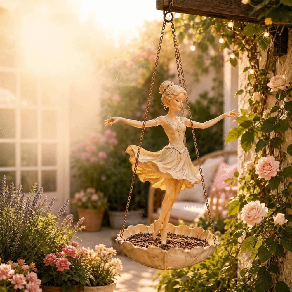 Resin Ballet Dancer Hanging Planter Elegant Vintage Fairy Flower Pot UV Resistant Save Space Flower Container Indoor Decor