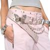 PU Leather Butterfly Waist Chain Chain Y2K Waistband Punk Rhinestone Belts  Decorative Jeans
