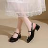 Runde Spitze Flacher Mund Blockabsatz Sandalen Mode Metallkette Baotou Mary Jane Schuhe