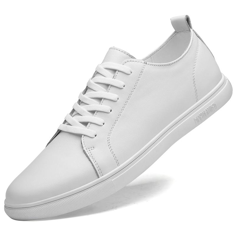 

Fashion Luxury Men s Outdoor flats Breathable Fashion Sneakers Genuine Leather lace-up man White shoes Classic all-match Casual shoes 44 белый