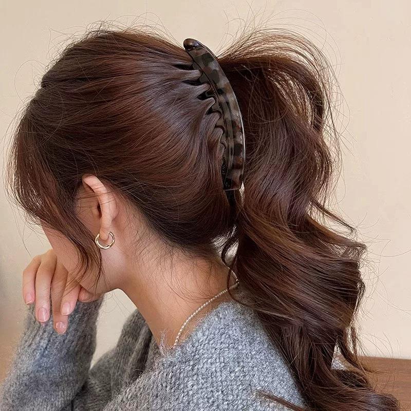 Vintage Leopard Print Banana Hairpin Ponytail Twist-up Clip for Displaying Hair Volume At The Back of The Head - Clip