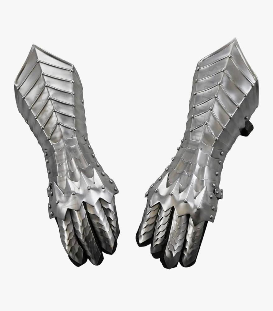 Šarvai Viduramžių Plieninės Pirštinės Vėlyvosios Gotikos Riterio Pirštinės