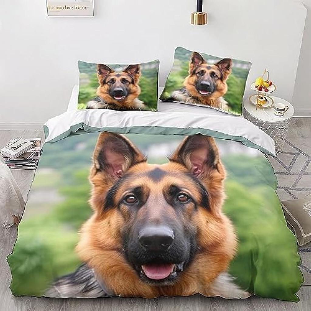 German Shepherd Duvet Cover Twin King Cute Pet Dog Bedding Set for Boys Girls Teen Room Microfiber Lovely Animal Comforter Cover